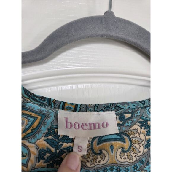 Boemo Anthropologie Green Paisley Ruffle Boho Festival Maxi Dress, Size Small - Picture 2 of 13